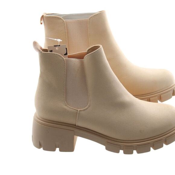Women Boots Mysoft Women Chelsea‎ Block Heel Boots Size 8.5 Beige - Picture 4 of 8